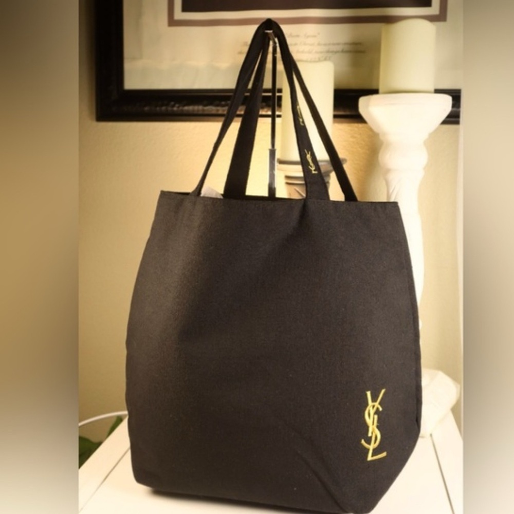 YSL YVES SAINT LAURENT black canvas beauty tote shoulder bag - NEW IN BAG